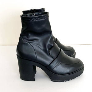 ASOS Chelsea Chunky Platform Y2K 90's Block Heel Vegan Faux Leather Boots Sz 7